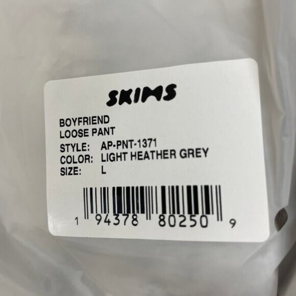 Skims NWT Women's L Light Heather Grey Boyfriend Loose Lounge Pants - Picture 3 of 4